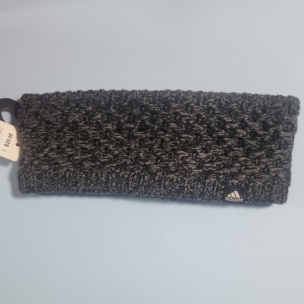 Adidas Charcoal Knit Headband With Fleece Lining NWT